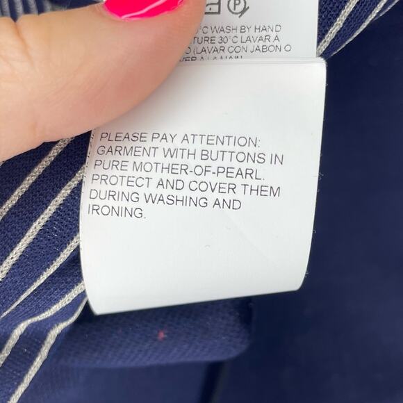 Les Copains Navy Stripe One Button Blazer Size 46 (M) - Picture 6 of 15